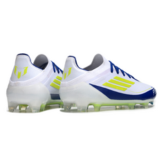 Chuteira Campo FG Adidas F50 Primeknit Elite Branca, Azul e Amarela