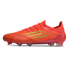 Chuteira Campo FG Adidas F50 Primeknit Elite Vermelha e Amarela