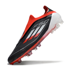 Chuteira Campo FG Adidas F50 Elite Sem Cadarço Preta, Branca e Vermelha