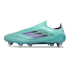 Chuteira Campo Molhado SG Adidas F50 Elite Sem Cadarço Azul-Clara