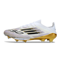 Chuteira Campo FG Adidas F50+ Elite Branca Preta e Dourada