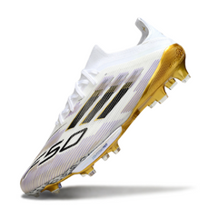 Chuteira Campo FG Adidas F50+ Elite Branca Preta e Dourada