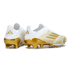 Chuteira Campo FG Adidas F50+ Elite Branca e Dourada