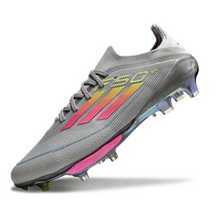 Chuteira Campo Molhado SG Adidas F50 + Elite Cinza, Rosa e Amarela