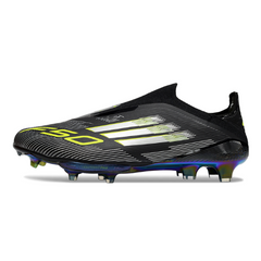 Chuteira Campo FG Adidas F50+ Elite Sem Cadarço Preta, Branca e Verde