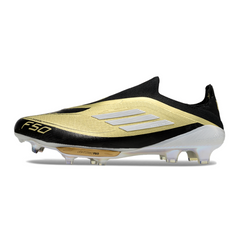 Chuteira Campo FG Adidas F50+ Elite Sem Cadarço Preta e Amarela