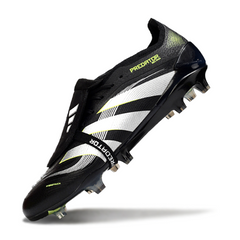 Chuteira Campo FG Adidas Predator 25 Elite Com Língua Preta, Branca e Verde