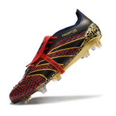 Chuteira Campo FG Adidas Predator 25 Elite Com Língua Preta, Vermelha e Amarela