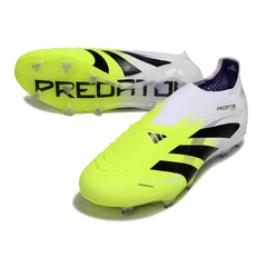 Chuteira Campo FG Adidas Predator 25 Elite Sem Cadarço Branca e Verde-Clara