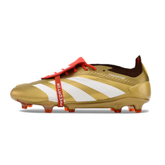 Chuteira Campo FG Adidas Predator 30 Elite Com Língua Dourada e Vermelha