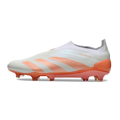 Chuteira Campo FG Adidas Predator 30 Elite Sem Cadarço Branca e Laranja