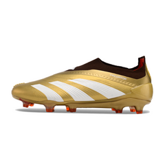 Chuteira Campo FG Adidas Predator 30 Elite Sem Cadarço Dourada e Vermelha