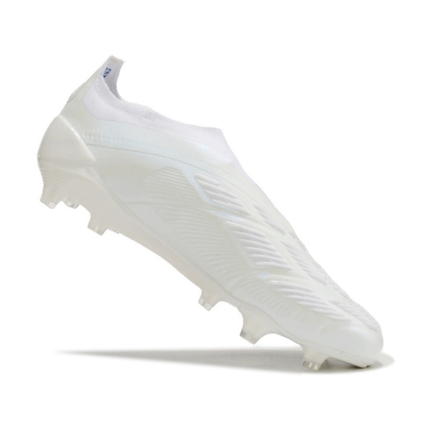 Chuteira Campo Adidas Predator 30 Elite Sem Cadarço FG Branca e Azul Kvaratskhelia Pack - VENI Futebol