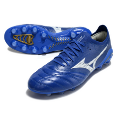 Chuteira Campo FG Mizuno Morelia Neo IV Elite Azul e Branca