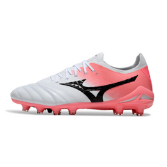 Chuteira Campo FG Mizuno Morelia Neo IV Elite Branca e Salmão