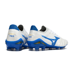 Chuteira Campo FG Mizuno Morelia Neo IV Elite Branca e Azul
