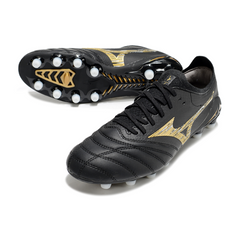 Chuteira Campo FG Mizuno Morelia Neo IV Elite Preta e Dourada