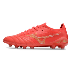 Chuteira Campo FG Mizuno Morelia Neo IV Elite Vermelha e Amarela