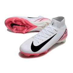 Chuteira Campo FG Nike Air Zoom Mercurial Superfly 10 Elite Branca e Rosa-Clara