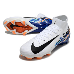Chuteira Campo FG Nike Air Zoom Mercurial Superfly 10 Elite Branca Azul e Preta