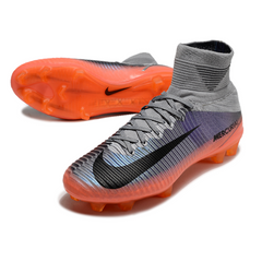 Chuteira Campo FG Nike Mercurial Superfly 5 Elite Cinza e Laranja