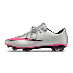 Chuteira Campo FG Nike Air Zoom Mercurial Vapor 10 Elite Cinza e Rosa
