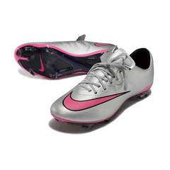 Chuteira Campo FG Nike Air Zoom Mercurial Vapor 10 Elite Cinza e Rosa