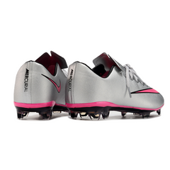 Chuteira Campo FG Nike Air Zoom Mercurial Vapor 10 Elite Cinza e Rosa