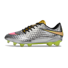 Chuteira Campo FG Nike Phantom Hypervenom Elite Cinza, Dourada e Rosa