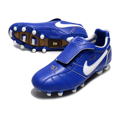 Chuteira Campo FG Nike Tiempo R10 Com Língua Legend Elite Azul e Branca