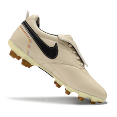 Chuteira Campo FG Nike Tiempo R10 Legend Elite Bege e Preta Com Língua