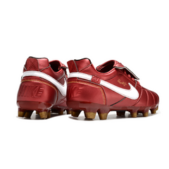Chuteira Campo FG Nike Tiempo R10 Com Língua Legend Elite Vermelha e Branca