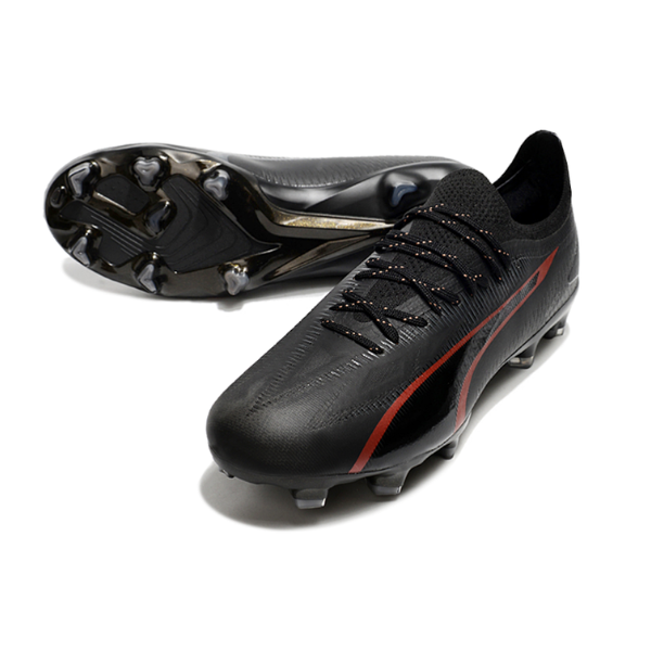 Chuteira Campo Puma Ultra Ultimate FG Preta e Vermelha - VENI Futebol