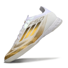 Chuteira Futsal IC Adidas F50 Elite Branca e Dourada