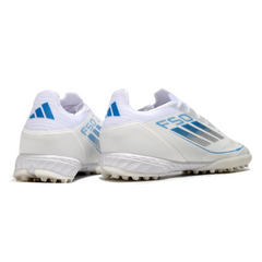 Chuteira Society TF Adidas F50 Elite Branca e Azul