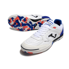 Chuteira Futsal IC Joma Top Flex 24 Branca Azul e Vermelha