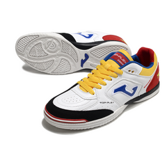 Chuteira Futsal IC Joma Top Flex 24 Branca, Vermelha e Amarela