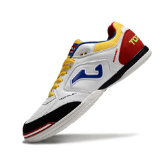 Chuteira Futsal IC Joma Top Flex 24 Branca, Vermelha e Amarela