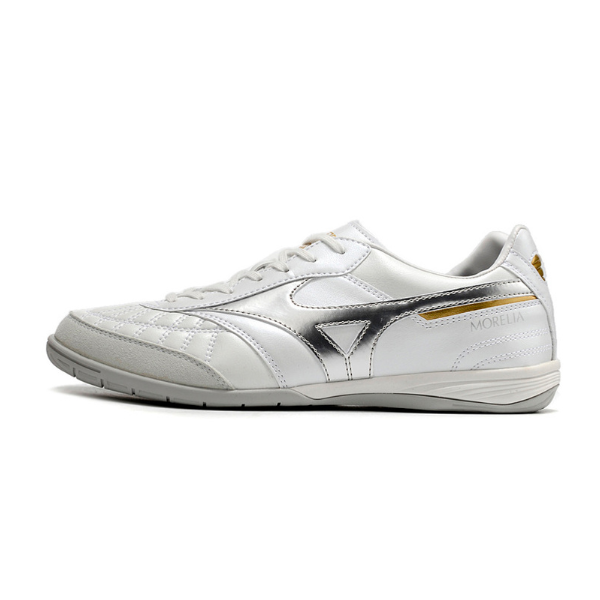 Chuteira Futsal Mizuno Morelia Sala Japan IC Branca e Prata - VENI Futebol