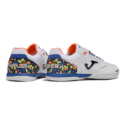 Chuteira Futsal IC Joma Top Flex 24 Branca, Azul e Laranja