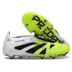 Chuteira Campo FG Adidas Predator 25 Elite Com Língua Branca e Verde-Clara Infantil