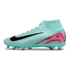 Chuteira Campo Sintético AG Nike Air Zoom Mercurial Superfly 10 Elite Infantil Azul-Clara e Rosa