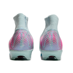 Chuteira Campo FG Nike Air Zoom Mercurial Superfly 10 Elite Azul-Clara e Rosa Infantil