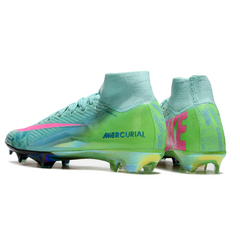 Chuteira Campo FG Nike Air Zoom Mercurial Superfly 10 Elite Azul, Verde e Rosa Infantil