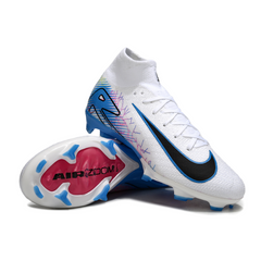 Chuteira Campo FG Nike Air Zoom Mercurial Superfly 10 Elite Branca e Azul Infantil