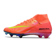 Chuteira Campo FG Nike Air Zoom Mercurial Superfly 10 Elite Rosa e Amarela Infantil