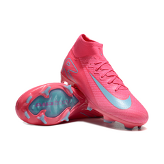 Chuteira Campo FG Nike Air Zoom Mercurial Superfly 10 Elite Rosa e Azul-Clara Infantil