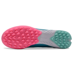 Chuteira Society TF Adidas F50 Elite Infantil Azul-Clara e Rosa