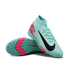 Chuteira Society TF Nike Zoom Mercurial Superfly 10 Elite Infantil Azul-Clara e Rosa