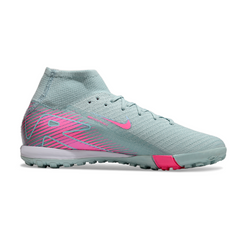 Chuteira Society TF Nike Zoom Mercurial Superfly 10 Elite Infantil Azul-Clara e Rosa